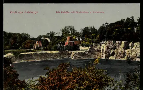 AK Kalkberge, Alte Kalköfen mit Glockenturm und Kremersee