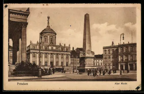 AK Potsdam, Alter Markt mit Obelisk
