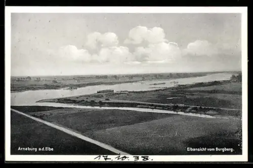 AK Arneburg a. d. Elbe, Elbansicht vom Burgberg