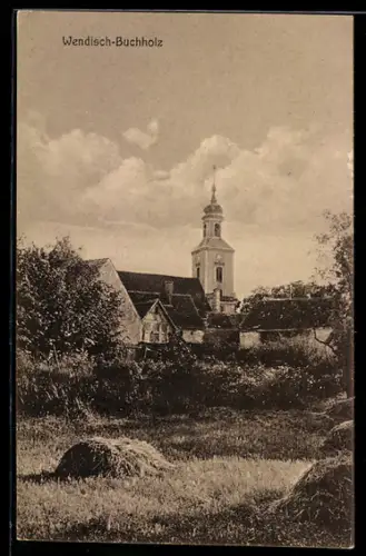 AK Wendisch-Buchholz, Kirche und Dorfansicht