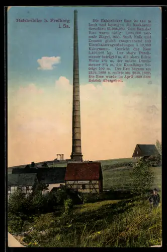 AK Halsbrücke b. Freiberg i. Sa., Esse der Halsbrücker Hütte, Bau- und Betriebsdaten
