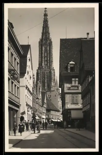 AK Ulm a. D., Hirschstrasse, Ulmer Münster