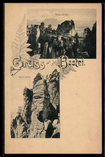 AK Bastei, Bastei-Brücke, Bastei-Felsen
