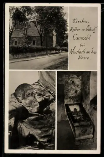 AK Campehl bei Neustadt an der Dosse, Kirche, Ritter von Calbutz, Mumie
