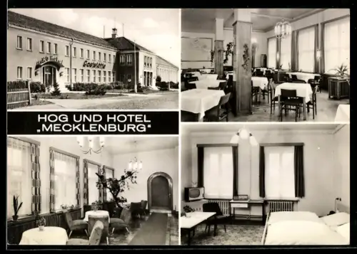 AK Eggesin /Ueckermünde, HOG u. Hotel Mecklenburg, Speisesaal, Gästezimmer, Aufenthaltsraum