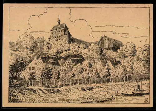Künstler-AK Havelberg, Dom und Stiftsgebäude