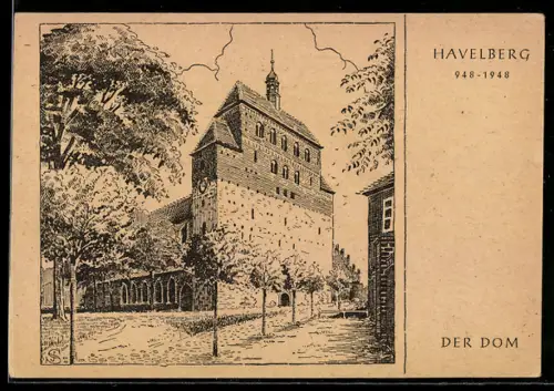Künstler-AK Havelberg, Der Dom, 948-1948