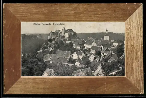 AK Hohnstein /Sächs. Schweiz, Burg, Ortsansicht, Kirche, Rahmen