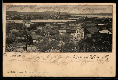 AK Werder a. H., Total-Ansicht aus der Vogelschau