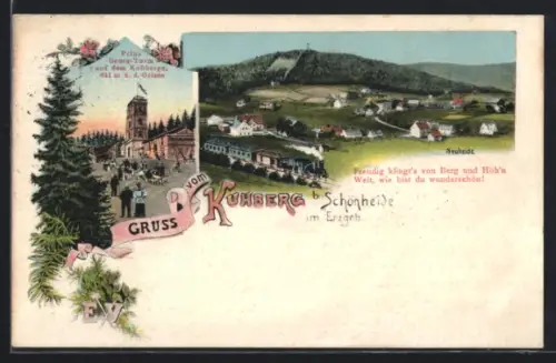 AK Schönheide im Erzgeb., Kuhberg, Prinz Georg-Turm, Ansicht von Neuheide