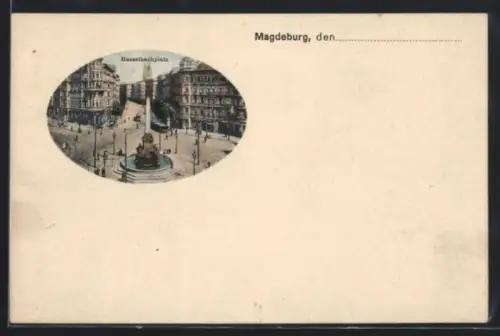 AK Magdeburg, Blick auf den Hasselbachplatz, Strassenbahn