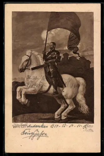 Künstler-AK sign. Fritz Boehle: Ritter in Rüstung auf einem Schimmel