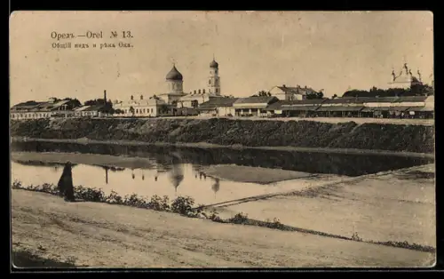 AK Orel, Ansicht der Stradt mit Fluss Oka