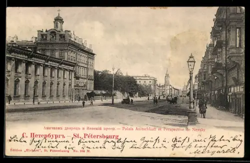 AK St. Pétersbourg / St. Petersburg, Palais Anitschkoff et Perspective de Nevsky