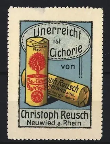 Reklamemarke Neuwied, Christoph Reusch, Cichorie, Verpackung mit rotem Logo