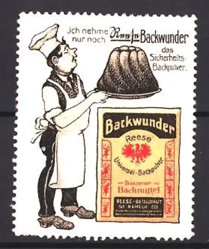 Reklamemarke Reese, Backpulver, Koch mit Gugelhupf