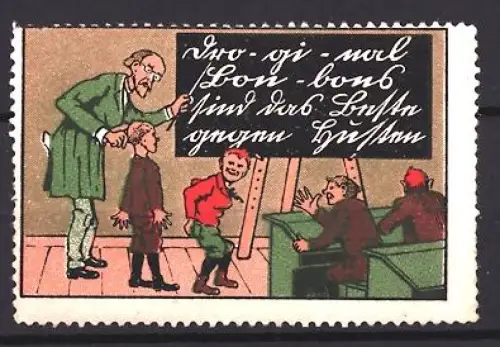 Reklamemarke Koh-Hi-Noh Bonbon, Alte Schule, Lehrer mit Tafel und Schülern