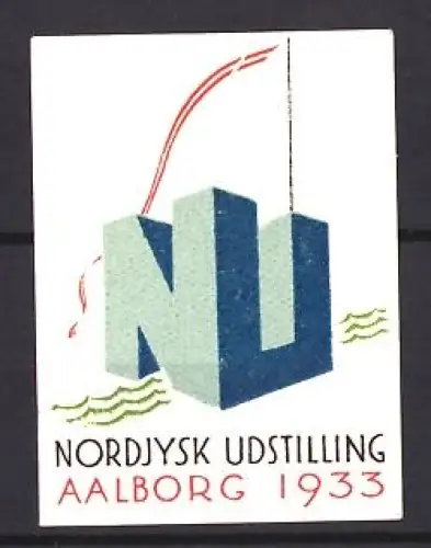 Reklamemarke Aalborg, Nordjysk Udstilling 1933, stilisiertes Logo NU