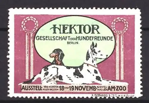 Reklamemarke Berlin, Hektor Gesellschaft für Hundefreunde, Hundeausstellung am Zoo 1911