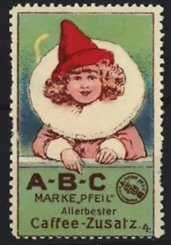 Reklamemarke A-B-C, Kaffee-Zusatz Marke Pfeil, Kind mit roter Mütze