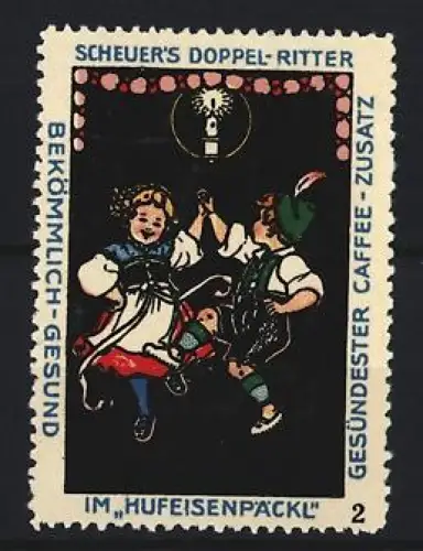 Reklamemarke Scheuer, Kaffee-Zusatz, Marke Doppel-Ritter, Tanzendes Paar