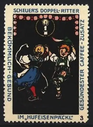 Reklamemarke Scheuer, Kaffee-Zusatz, Marke Doppel-Ritter, Tanzendes Paar
