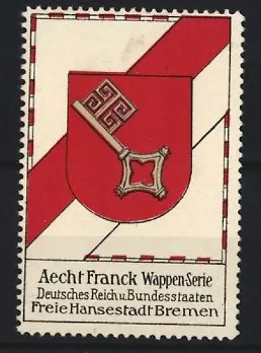 Reklamemarke Aecht Franck, Kaffeefabrik, Wappen-Serie, Schlüsselwappen