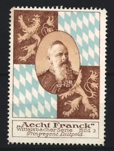 Reklamemarke Aecht Franck, Kaffeefabrik, Prinzregent Luitpold, Wittelsbacher Serie Bild 3, bayerisches Rautenmuster