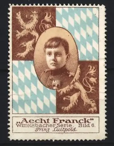 Reklamemarke Aecht Franck, Kaffeefabrik, Prinz Luitpold, Löwenwappen