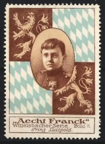 Reklamemarke Aecht Franck, Kaffeefabrik, Prinz Luitpold, Löwen und Rauten