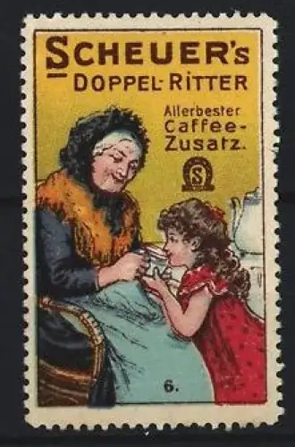 Reklamemarke Scheuer, Kaffee-Zusatz, Marke Doppel-Ritter, Frau mit Kind