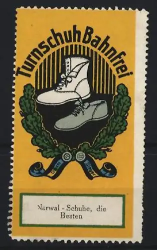Reklamemarke Bahnfrei, Turnschuhe, Turnschuhe mit Eichenlaub