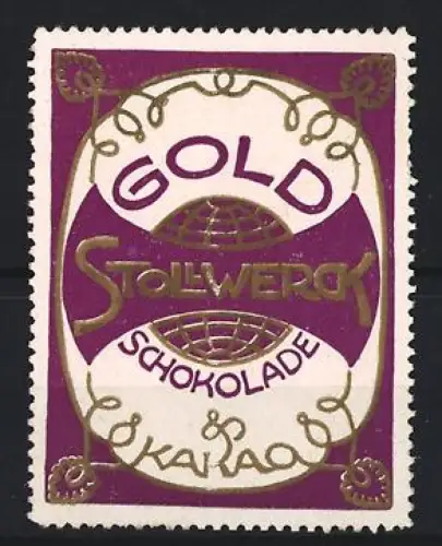 Reklamemarke Stollwerck, Schokolade, Globus mit Logo