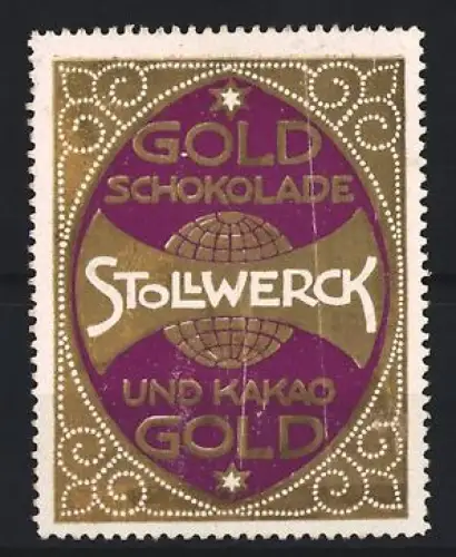 Reklamemarke Stollwerck, Schokolade, Globus und Sterne