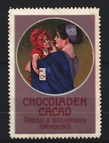 Reklamemarke Hamburg, Chocoladen Cacao Reese & Wichmann, Mutter mit Kind