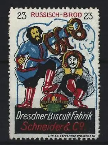 Reklamemarke Dresden, Dresdner Biscuit-Fabrik Schneider & Co, Russisch-Brot