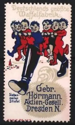 Reklamemarke Dresden, Gebr. Hörmann A.G., Siebenmeilenstiefel