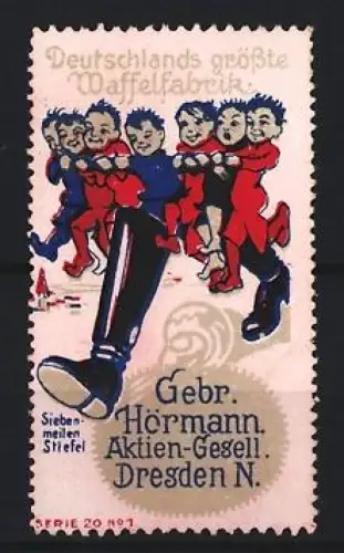 Reklamemarke Dresden, Gebr. Hörmann A.G., Siebenmeilenstiefel