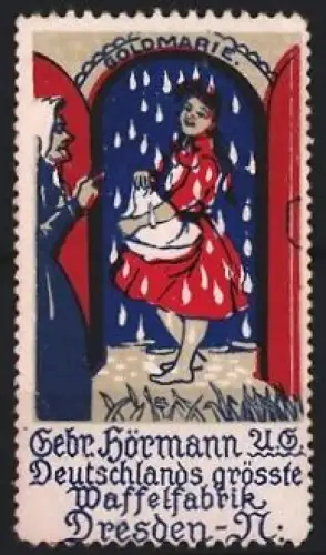 Reklamemarke Dresden, Gebr. Hörmann A.G., Mädchen in rotem Kleid