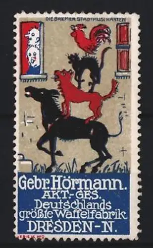 Reklamemarke Dresden, Gebr. Hörmann A.G., Bremer Stadtmusikanten