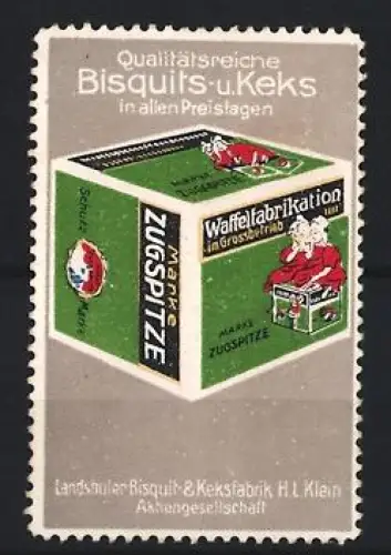 Reklamemarke Landshut, Landshuter Bisquit- & Keksfabrik H. L. Klein, Qualitätsreiche Bisquits u. Keks