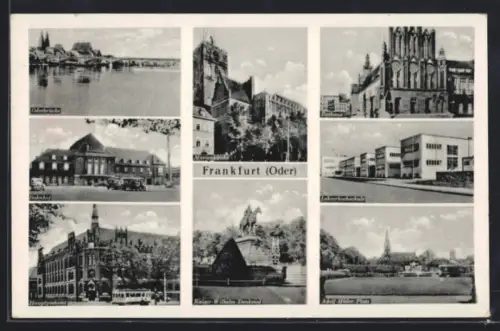 AK Frankfurt /Oder, Oderbrücke, Lehrerhochschule, Bahnhof