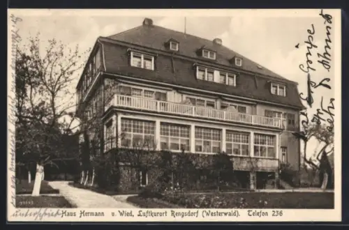 AK Rengsdorf /Westerwald, Hotel Haus Hermann v. Wied