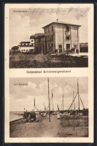 AK Schönbergerstrand, Kinderheim mit kleiner Versammlung, Strandansicht