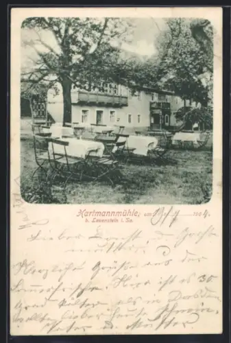 AK Lauenstein i. Sa., Gasthaus Hartmannmühle mit Garten