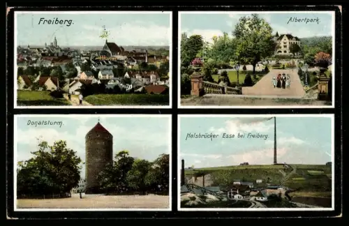 AK Freiberg, Donatsturm, Albertpark, Halsbrücker Esse