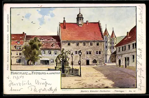 Künstler-AK Freyburg a. d. Unstrut, Marktplatz