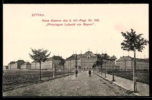 AK Zittau, Neue Kaserne des 3. Inf.-Regt. Nr. 102 Prinzregent Luitpold von Bayern