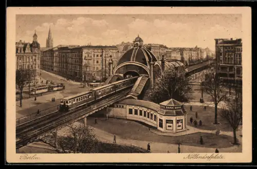 AK Berlin-Schöneberg, Nollendorfplatz, Bahnhof, Hochbahn, Bankhaus