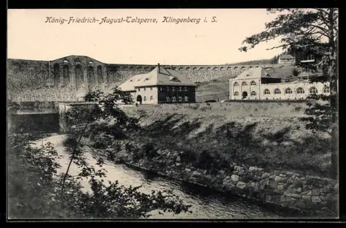AK Klingenberg i. S., König-Friedrich-August-Talsperre, Staumauer, Betriebsgebäude